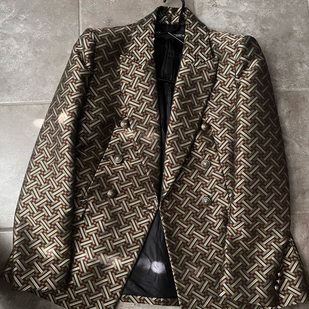 ‼️FLASH PRICE $30‼️NEW ZARA JACQUARD BLAZER MEDIUM